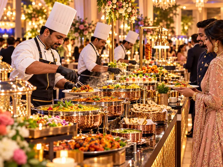 Indian event buffet and live catering presentation concept